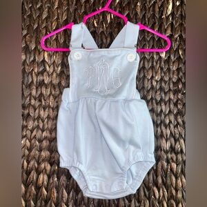 Monogrammed Light Blue Baby Romper tWg